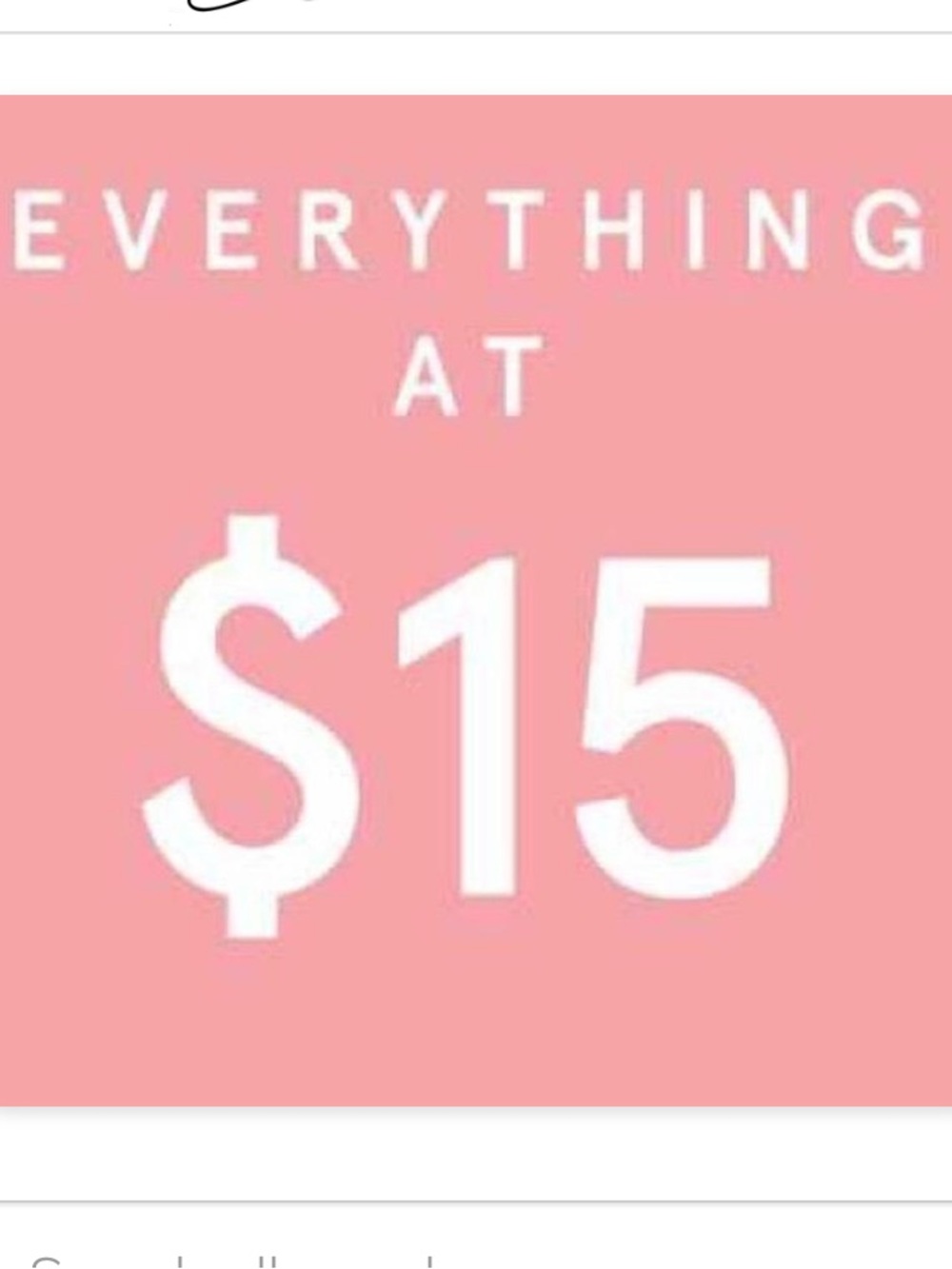 Everything at $15 Sign - Pink Promotional Graphic